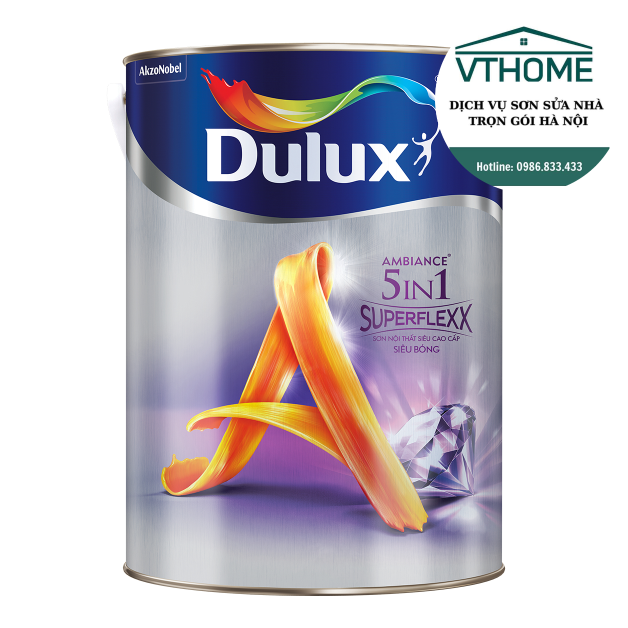 Sơn Dulux Ambiance 5 In 1 Superflexx Z611B siêu bóng 5 lít