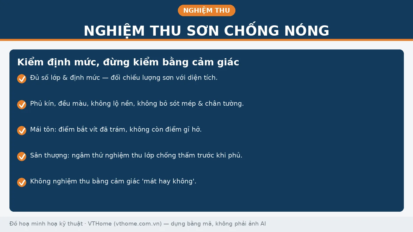 Checklist nghiệm thu sơn chống nóng theo định mức và số lớp