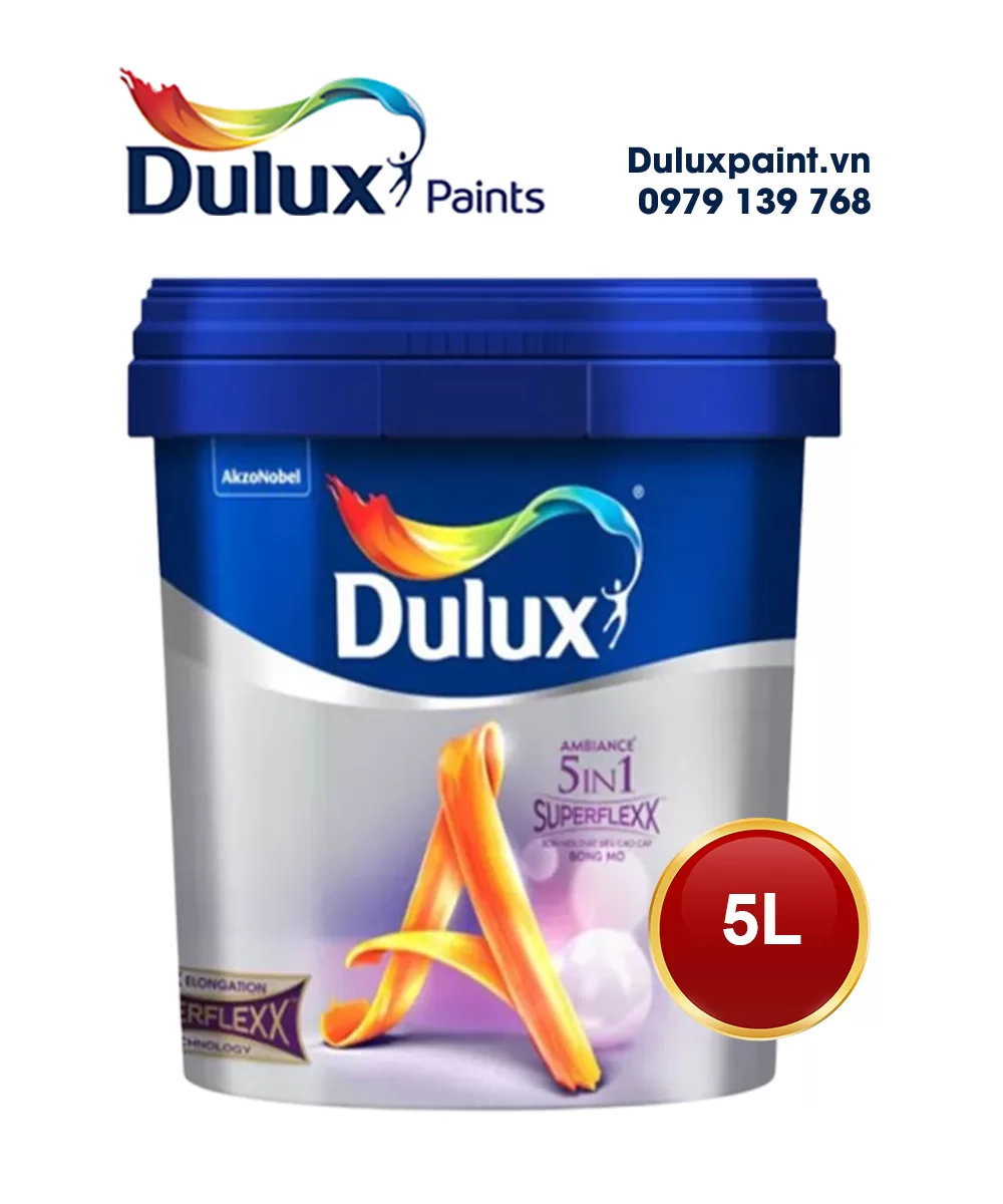 Thùng sơn Dulux Ambiance 5in1 Superflexx bóng mờ 5L chính hãng
